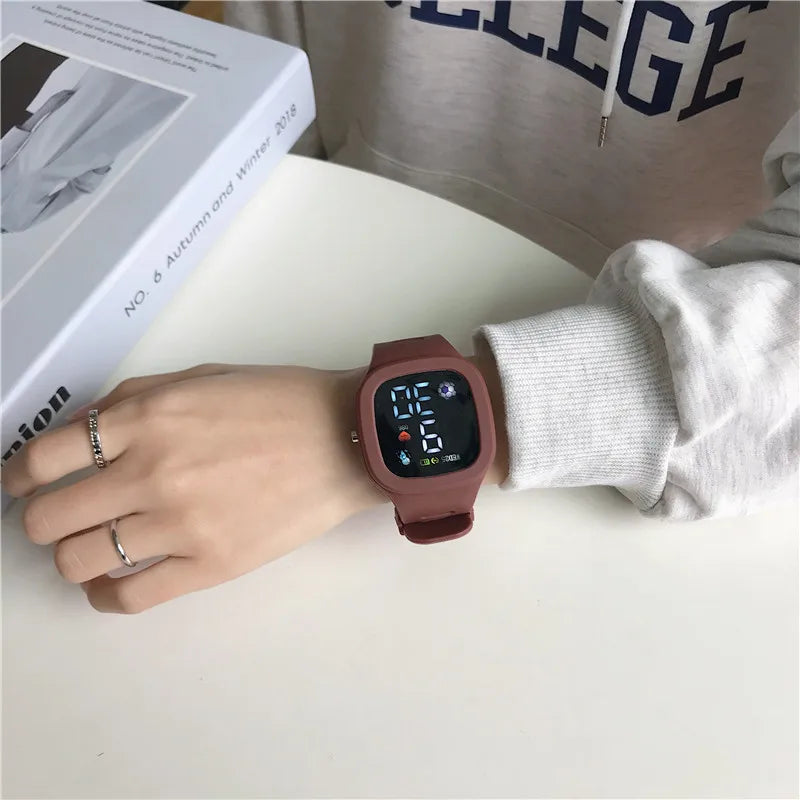 Unisex LED Digital Sports Watch Big Dial Waterproof Silicone