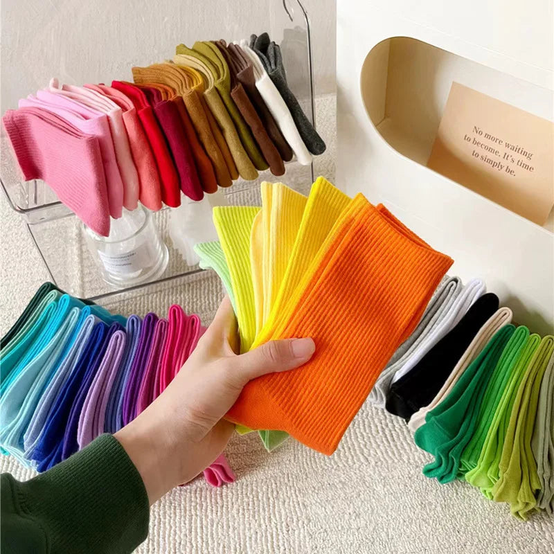 Japanese Fashion Sports Socks – Unisex Cotton Street Style Crew Socks for Autumn & Winter