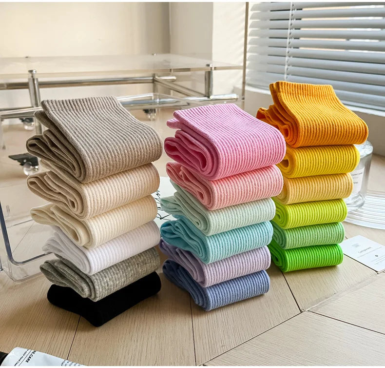 Japanese Fashion Sports Socks – Unisex Cotton Street Style Crew Socks for Autumn & Winter