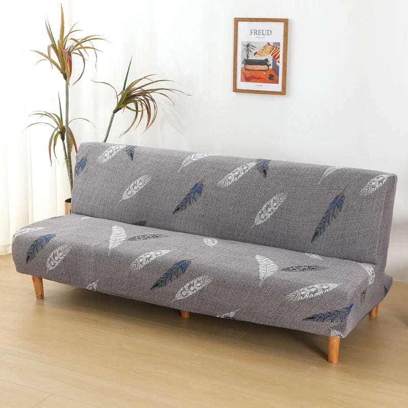 Armless Futon Sofa Cover Spandex Non-Slip Furniture Protector Removable Washable Folding Sofa Bed Cover For Bedroom Living Room