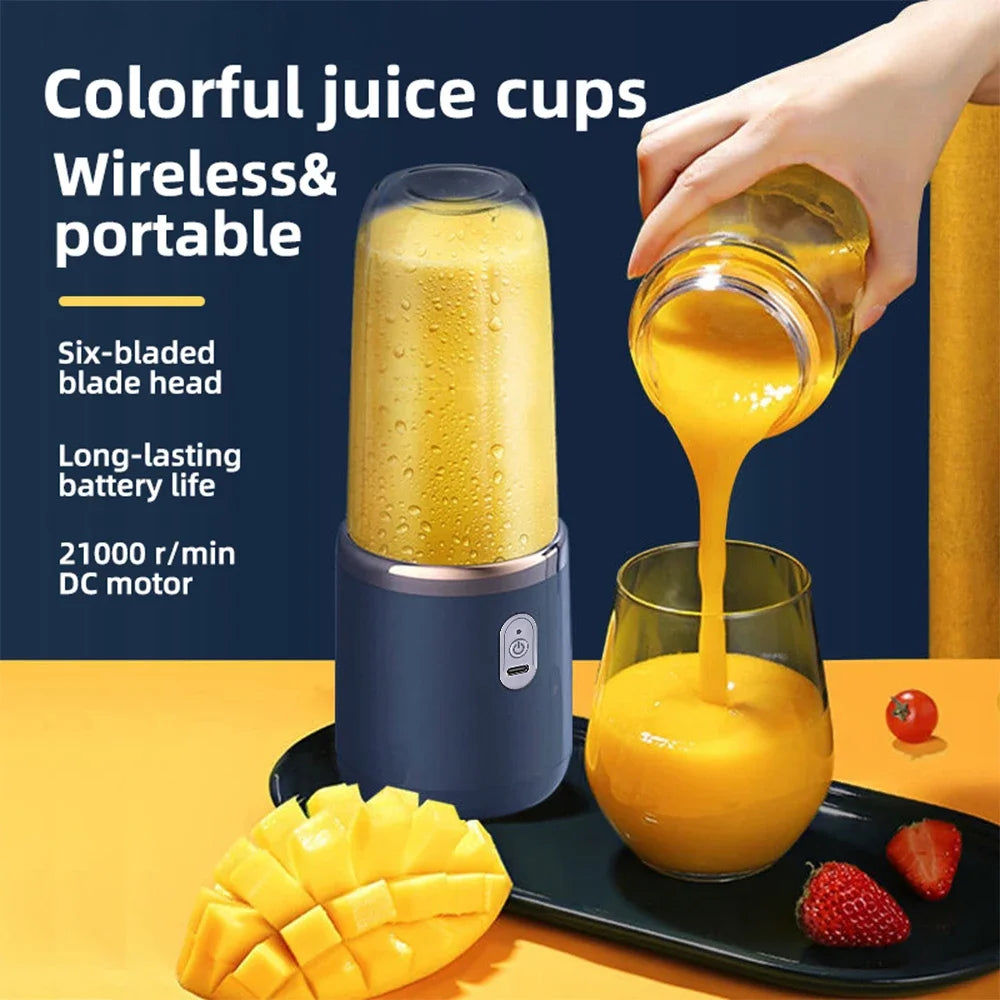 6-Blade Portable Electric Juicer Cup USB Rechargeable Personal Blender