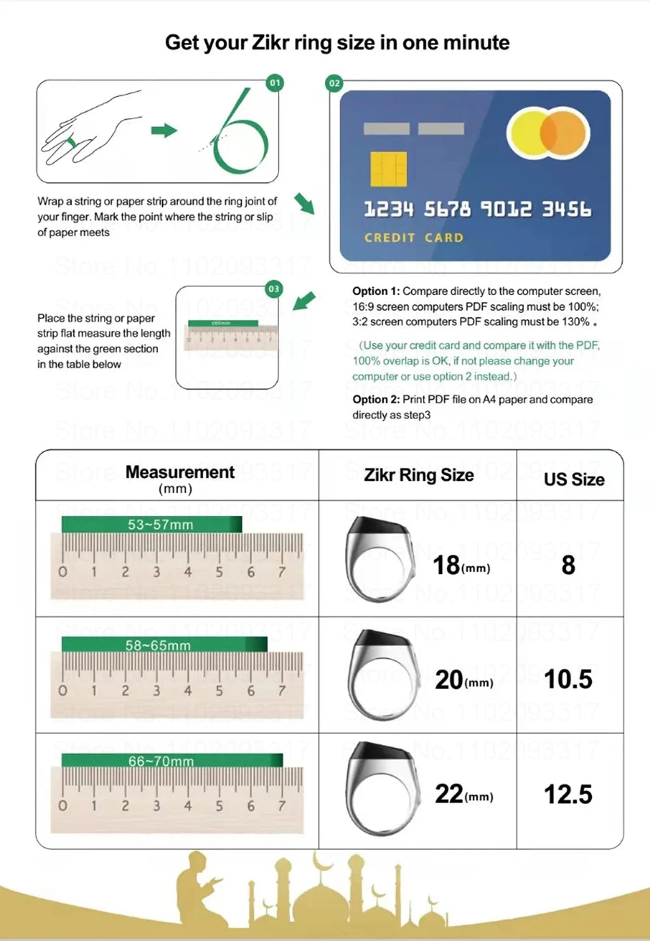 IQibla Smart Zikr Ring Digital Tasbih Counter with Prayer Reminder