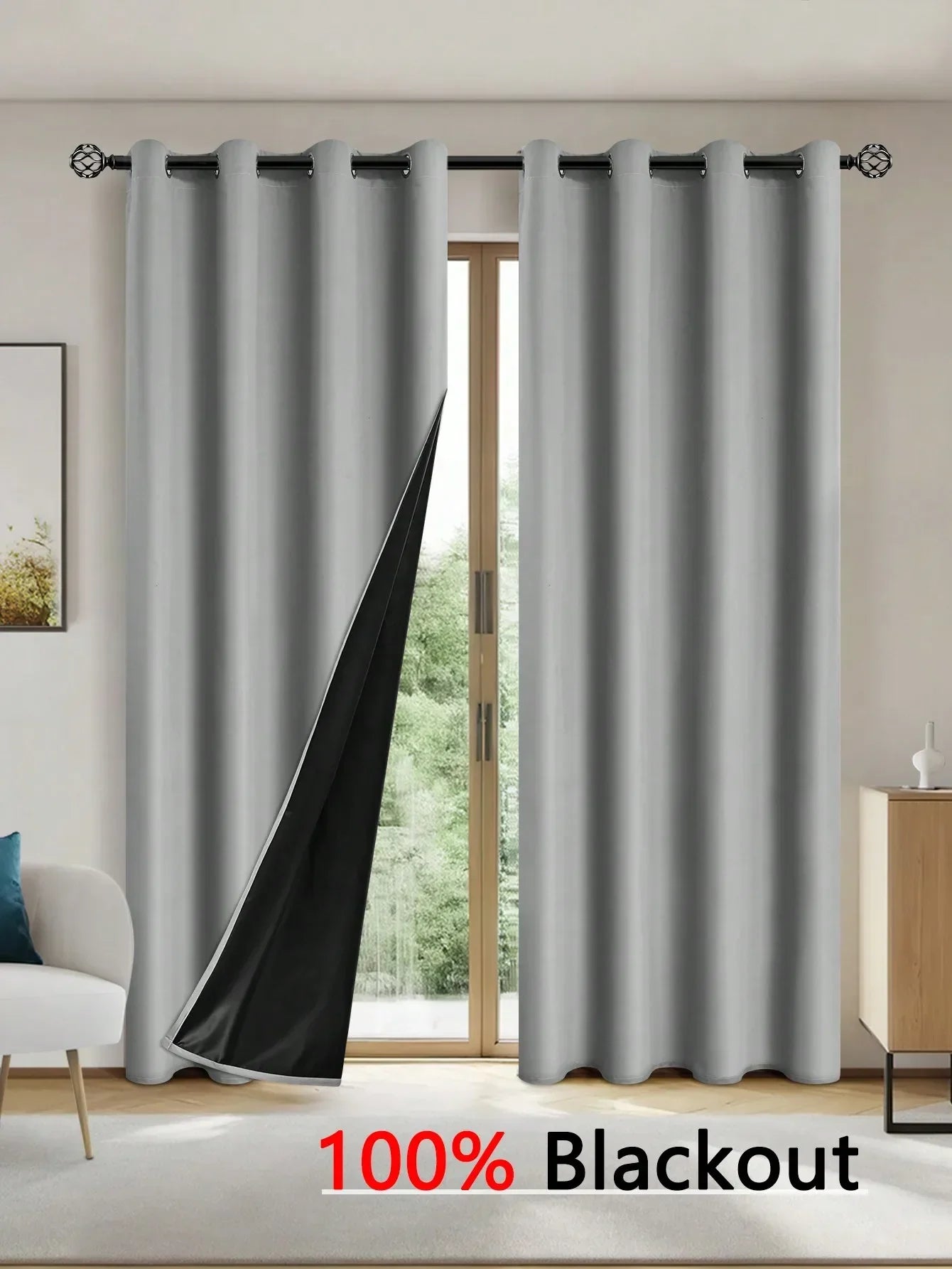 1pc Solid Blackout Curtain with Grommets – Total Privacy Bedroom Drapes