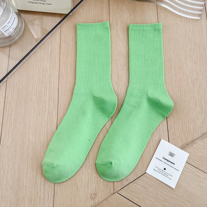 Japanese Fashion Sports Socks – Unisex Cotton Street Style Crew Socks for Autumn & Winter