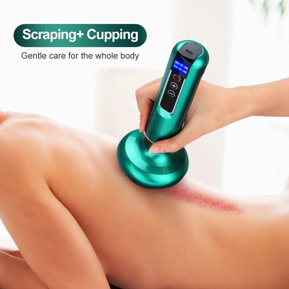 Electric Cupping Massager 6/12 Gear Vacuum Gua Sha Device – Anti-Cellulite Suction Heat Therapy Body Slimming Tool