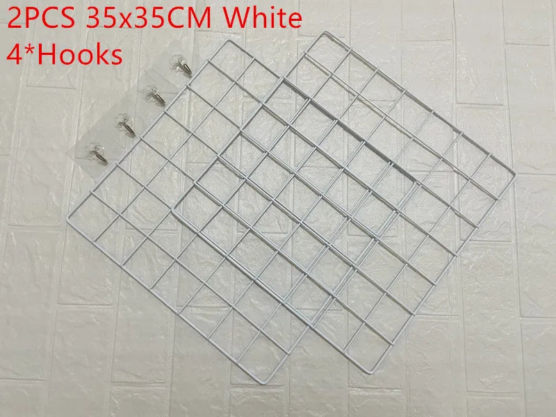 2/1pcs Iron Grid Wall Rack – INS Style Wall Decoration & Mesh Organizer Shelf for Home Display