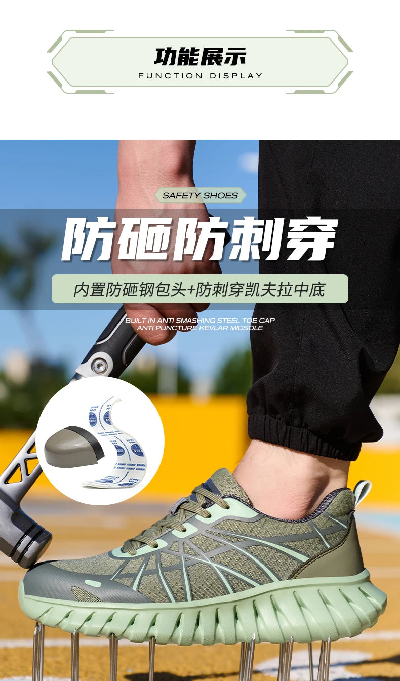 Pink Women’s Steel Toe Work Sneakers – Lightweight Safety Shoes Anti-Smash & Anti-Puncture