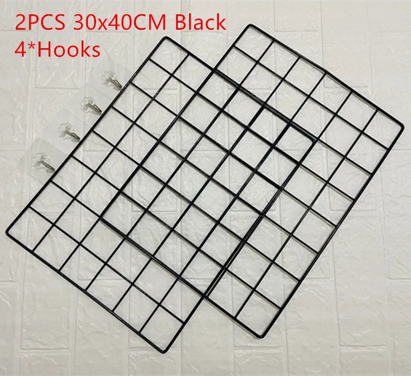2/1pcs Iron Grid Wall Rack – INS Style Wall Decoration & Mesh Organizer Shelf for Home Display