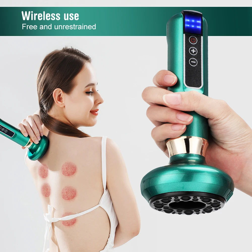 Electric Cupping Massager 6/12 Gear Vacuum Gua Sha Device – Anti-Cellulite Suction Heat Therapy Body Slimming Tool