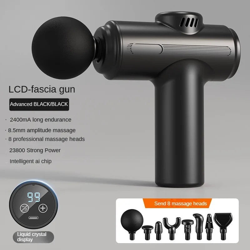 Mini  USB Electric Massage Gun Deep Tissue Facial Massgaer 8 Heads Arms Back Leg Muscle Relaxing For Body Back Arm Sport Fitness