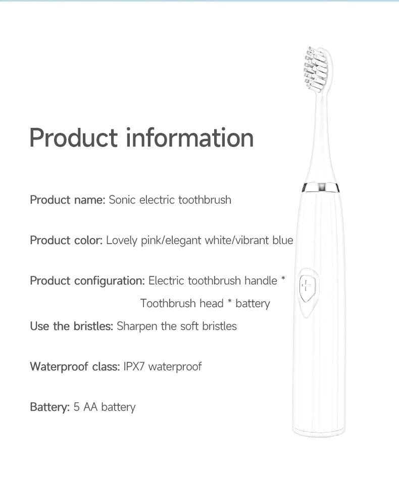 Electric Adult Toothbrush Soft Bristle IPX6 Waterproof