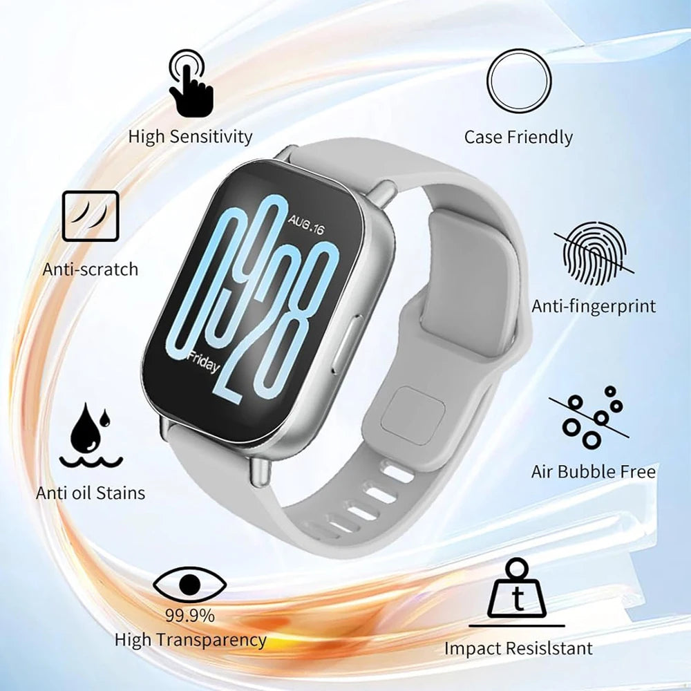 Tempered Glass Screen Protector for Xiaomi Redmi Watch 5 Active/Lite & Watch 4 – HD Clear Anti-Scratch Protective Film