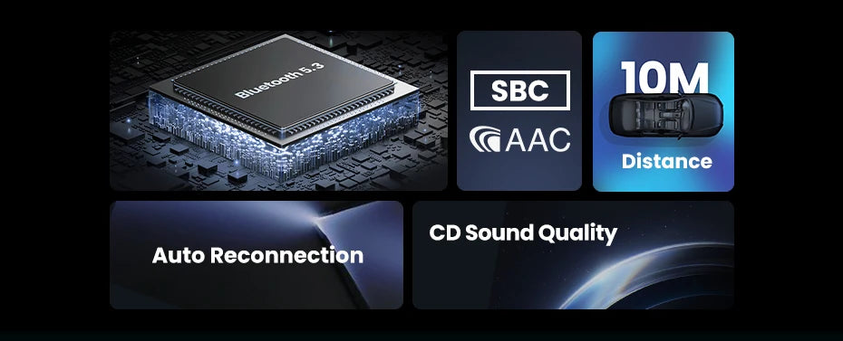 Bluetooth 5.3 Car Audio Receiver Wireless Hands-Free Adapter AUX 3.5mm