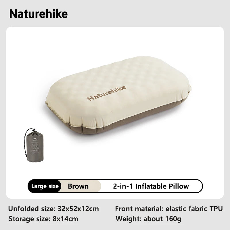 Naturehike 2-in-1 Camping Inflatable Pillow Portable Waterproof Adjustable Lumbar Neck Pillow Comfortable Outdoor Travel Pillow
