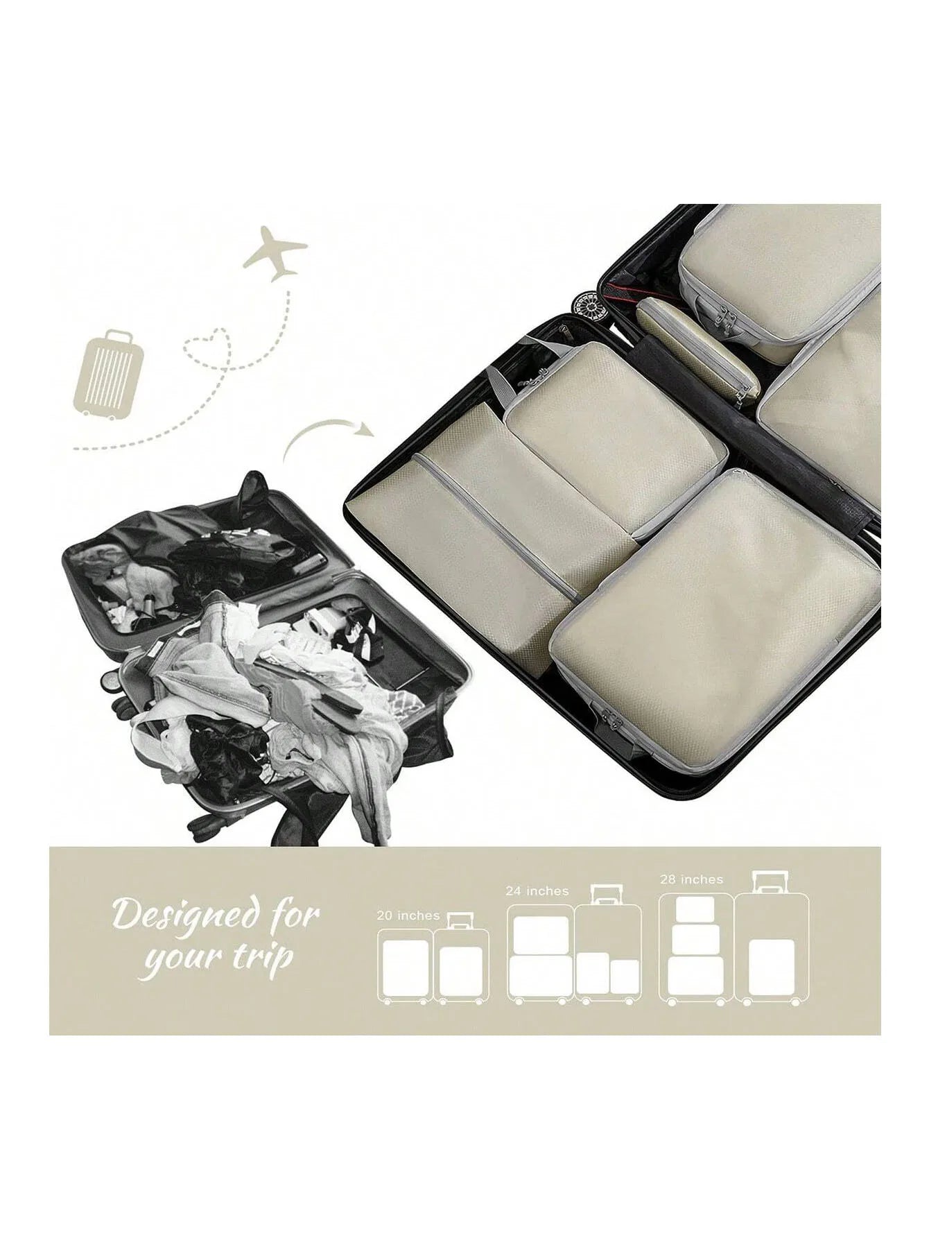 Set/8 pcs Compressible Packing Travel Storage Bag Cubes Waterproof Suitcase Nylon Portable With Handbag Luggage Organizer Ryanai