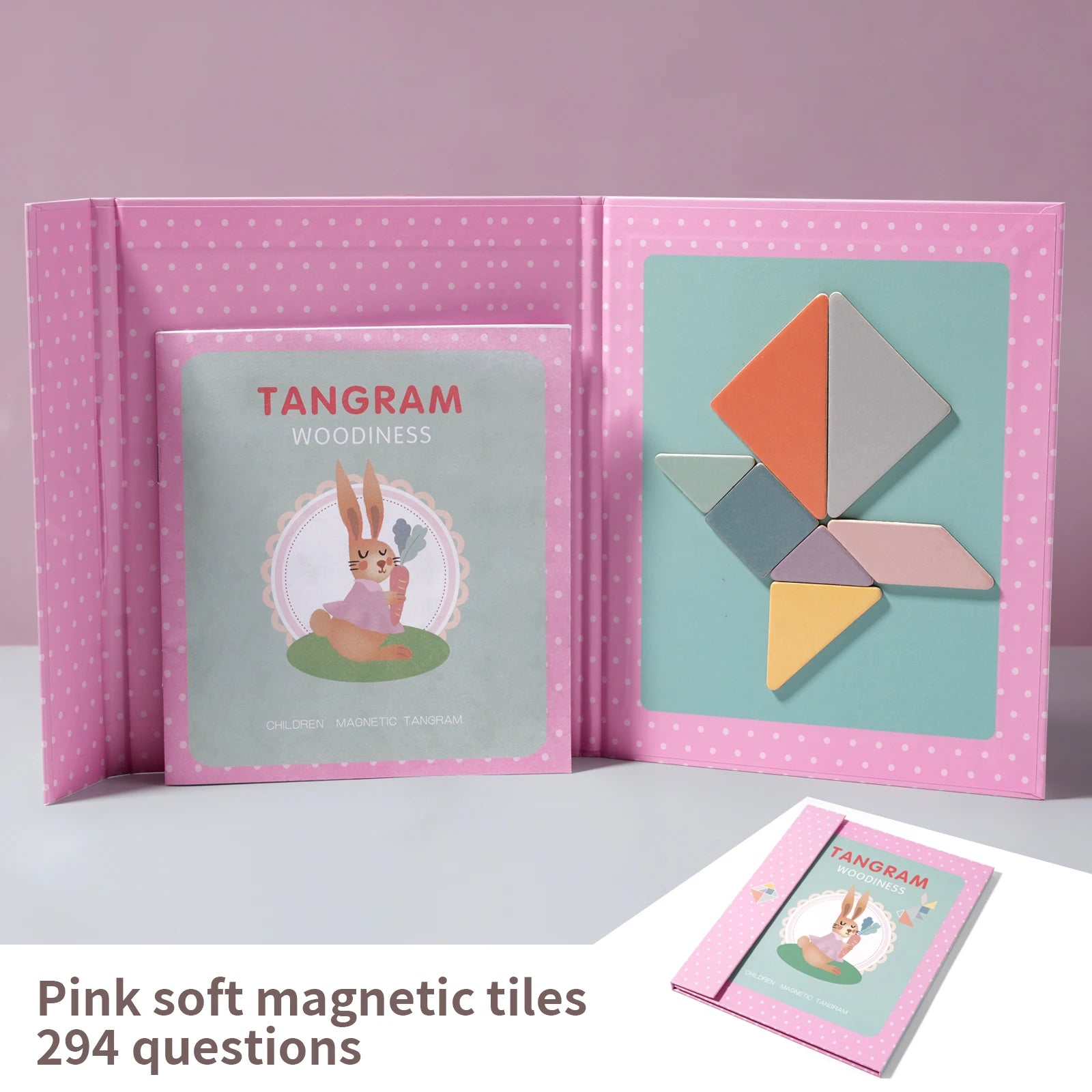 Magnetic Wooden Tangram Puzzle Book – Montessori Educational Toy for Kids
