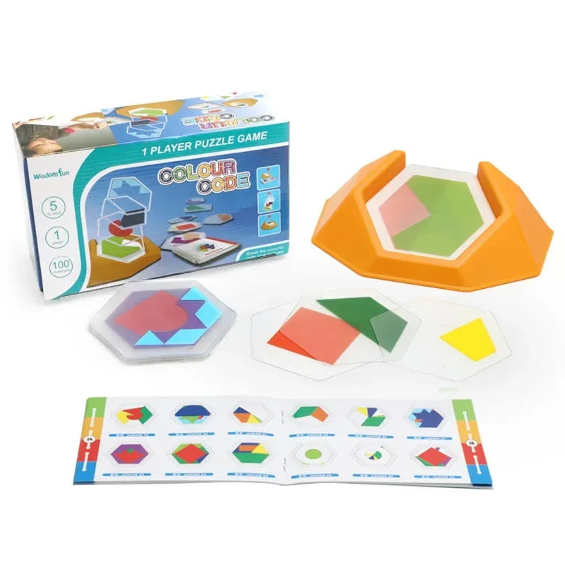 100 Challenge Color Code Puzzle Game – Interactive Tangram Jigsaw Board Educational Toy for Kids’ Spatial Learning