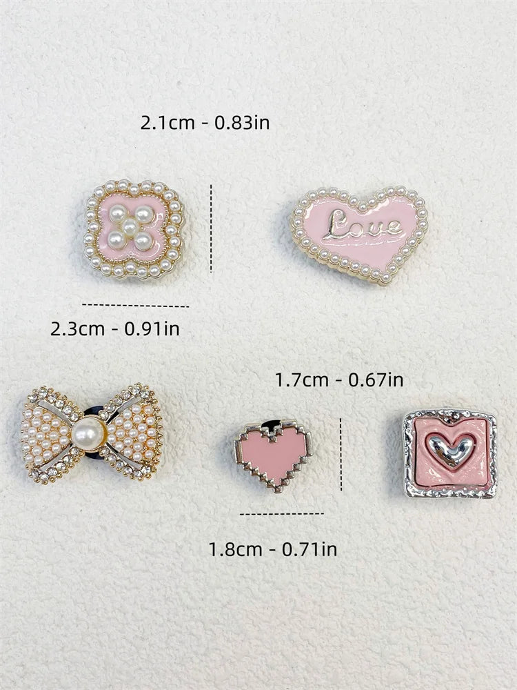 5PCS ABS Shoe Charms Buckles DIY Rhinestone Bowtie Clog Parts Decoration Garden Shoes Accessories For Women Birthday Party Gifts