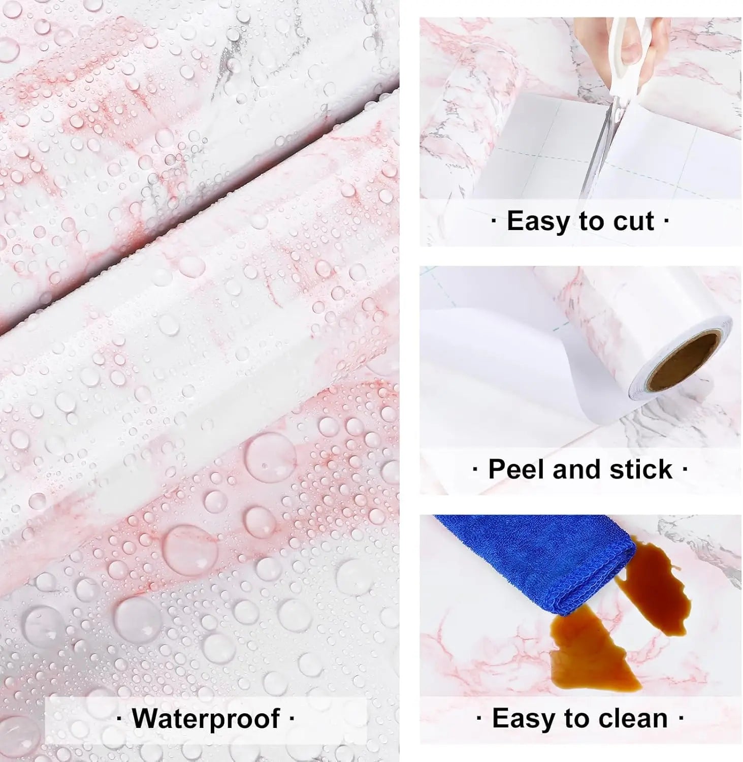 PVC Pearl Waterproof Wallpaper – DIY Self-Adhesive Black/White High Gloss Wall & Furniture Stickers