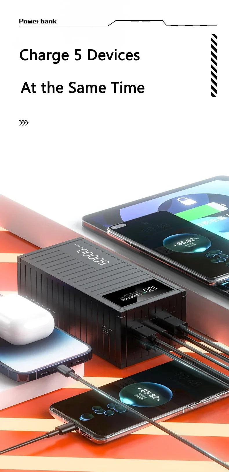 Xiaomi 50000mAh Portable Power Bank – 120W Fast Charging with 6 Interfaces for iPhone