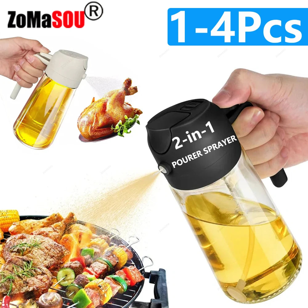 2-in-1 Oil Sprayer & Pourer Bottle for Cooking and BBQ