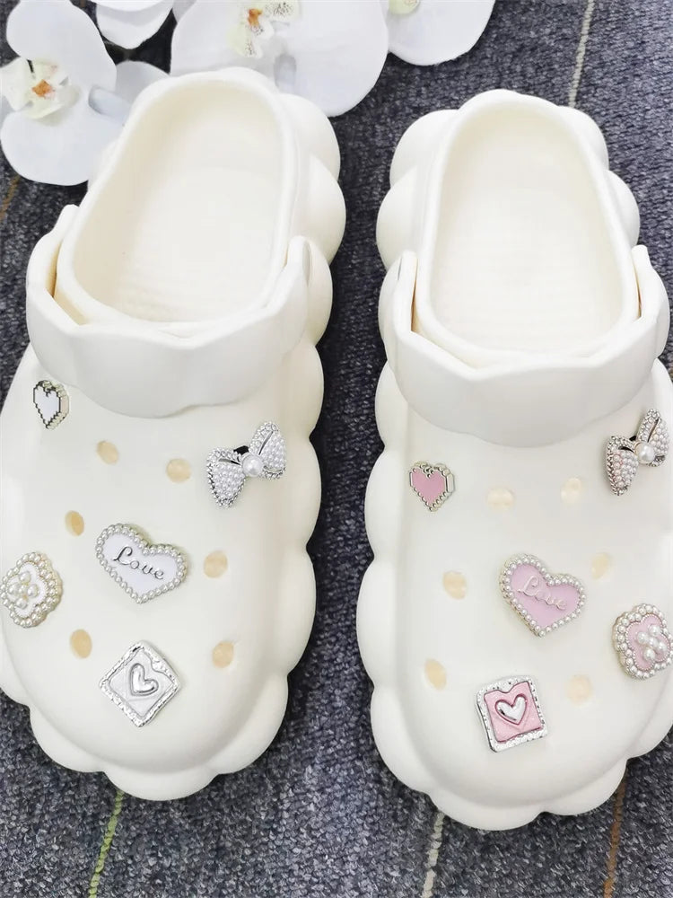 5PCS ABS Shoe Charms Buckles DIY Rhinestone Bowtie Clog Parts Decoration Garden Shoes Accessories For Women Birthday Party Gifts