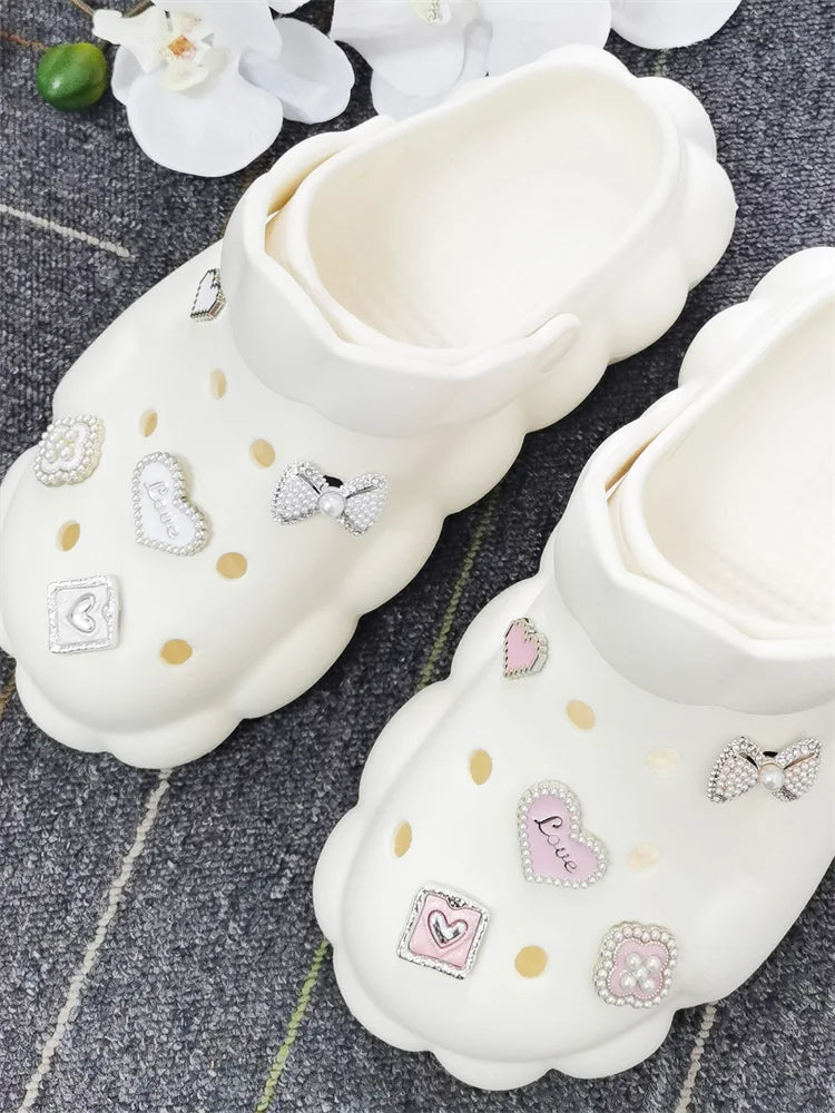5PCS ABS Shoe Charms Buckles DIY Rhinestone Bowtie Clog Parts Decoration Garden Shoes Accessories For Women Birthday Party Gifts
