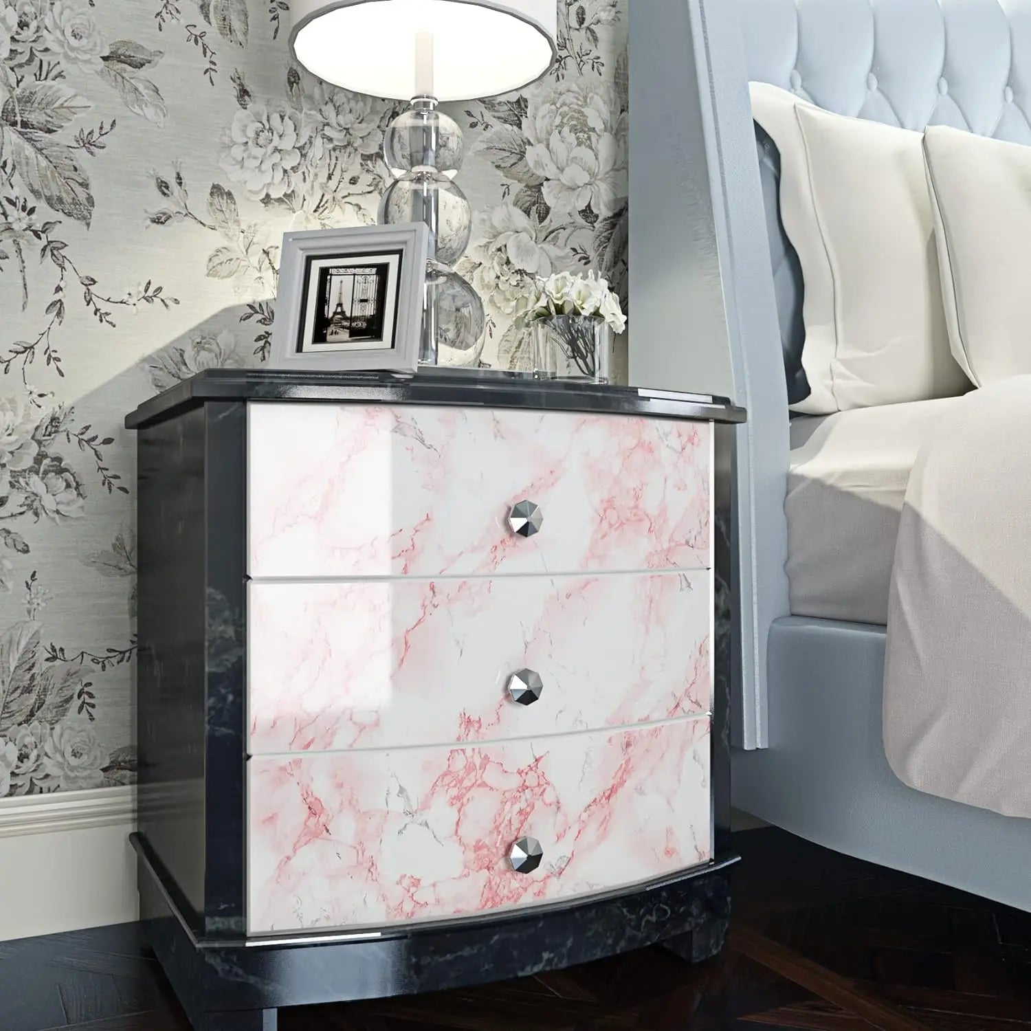 PVC Pearl Waterproof Wallpaper – DIY Self-Adhesive Black/White High Gloss Wall & Furniture Stickers