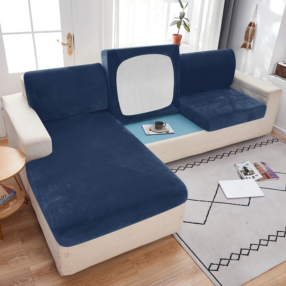 Plush Elastic Sofa Slipcover – Anti-Slip Couch Cover for Home & Office