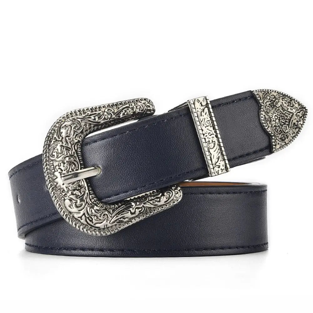 Vintage Carved PU Leather Belt – Punk Hip Hop Y2K Style Unisex