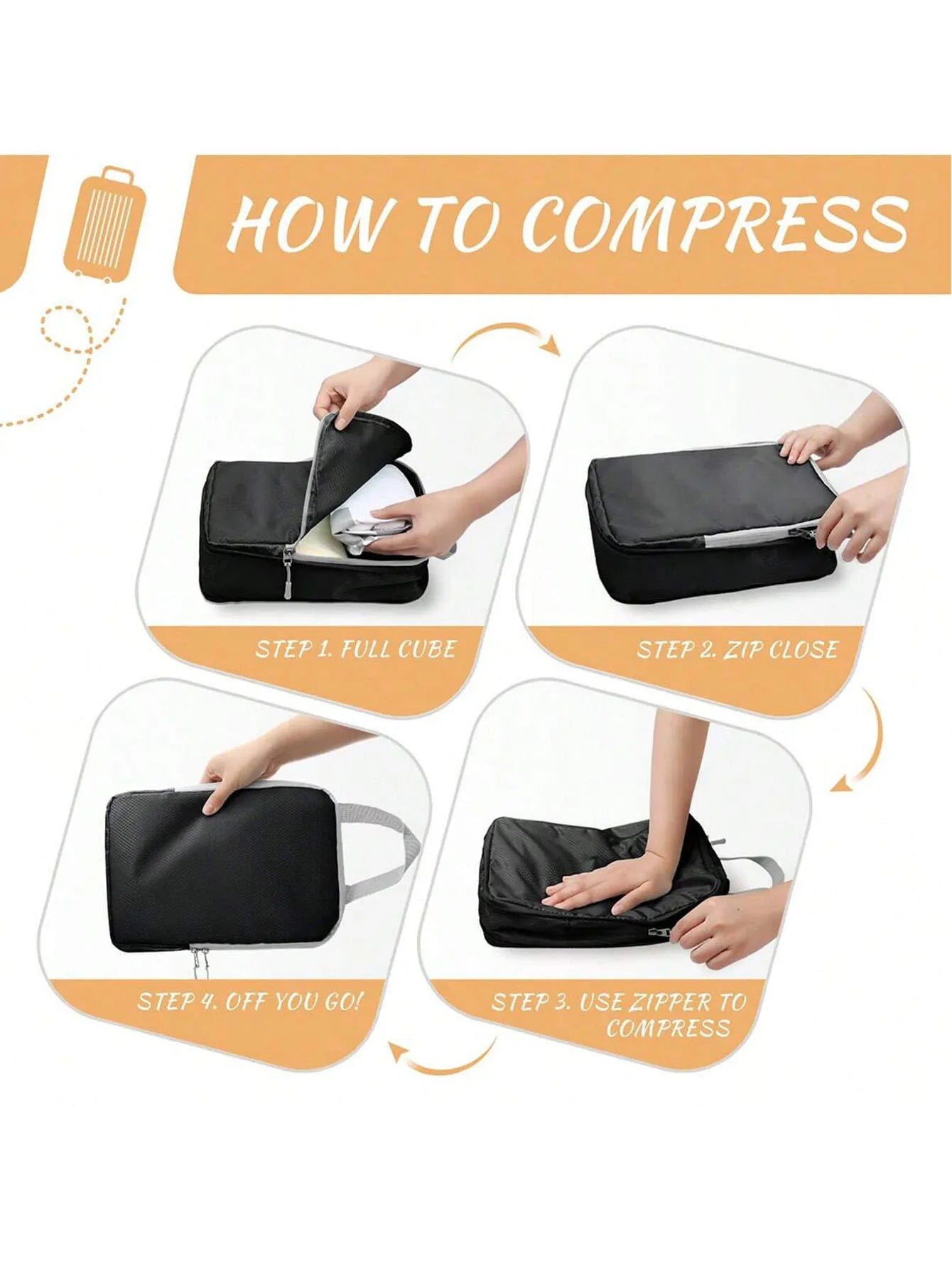Set/8 pcs Compressible Packing Travel Storage Bag Cubes Waterproof Suitcase Nylon Portable With Handbag Luggage Organizer Ryanai