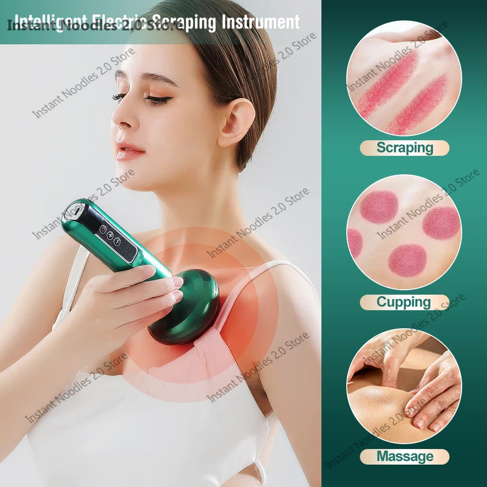 Electric Cupping Massager 6/12 Gear Vacuum Gua Sha Device – Anti-Cellulite Suction Heat Therapy Body Slimming Tool