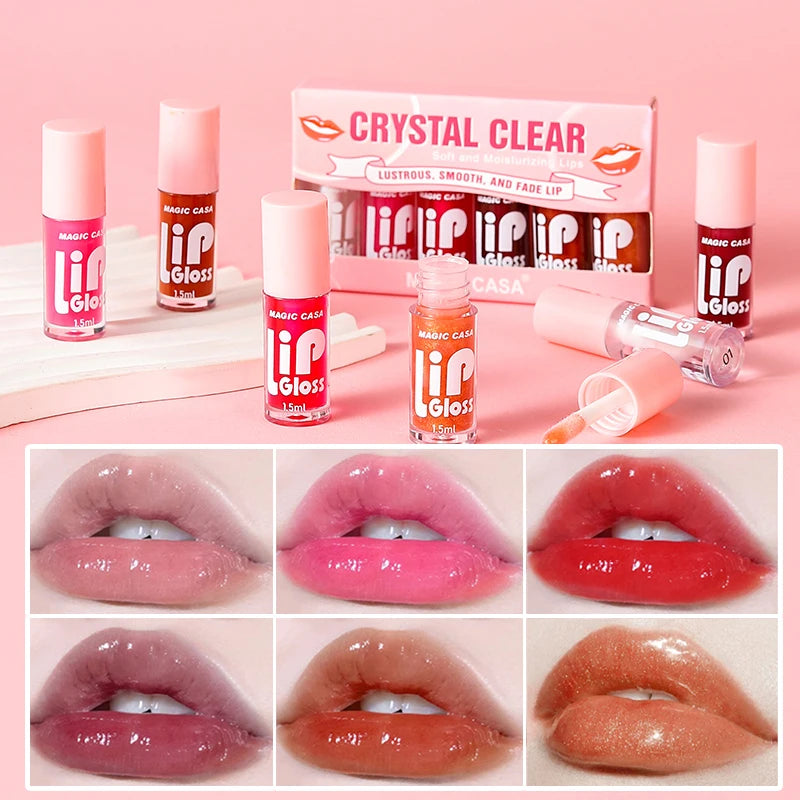 MAGIC CASA 6-Piece Jelly Lip Oil Set – Hydrating, Plumping & Long-Lasting Gloss
