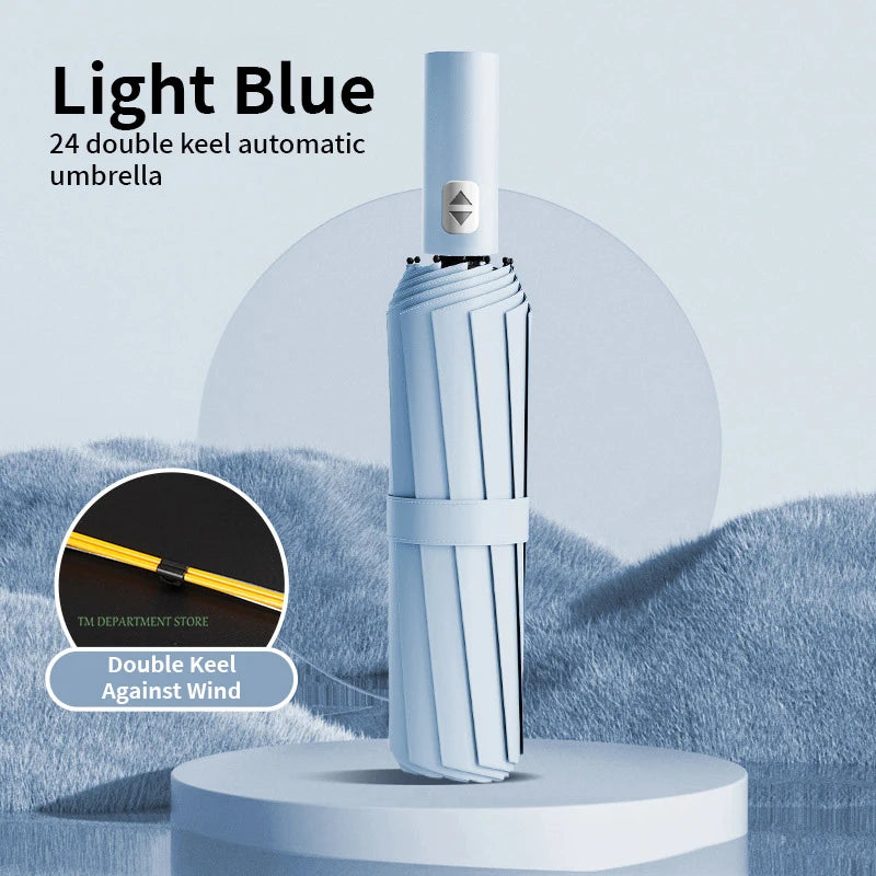 24-Bone Windproof Anti-UV Umbrella – Fully Automatic Foldable Travel Umbrella for Men & Women