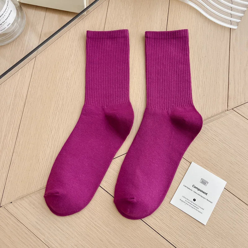 Japanese Fashion Sports Socks – Unisex Cotton Street Style Crew Socks for Autumn & Winter