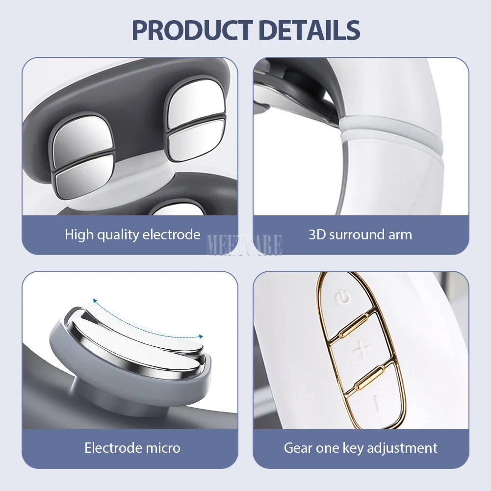 Smart Heated Neck & Back Massager – Wireless TENS Pulse Muscle Relaxer for Shoulder & Pain Relief