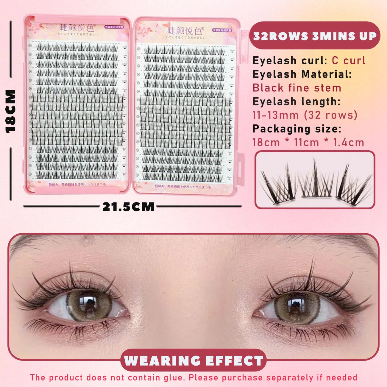 32 Rows Large Capacity Eyelash Extensions Professional Individual Cluster DIY Natural False Lashes