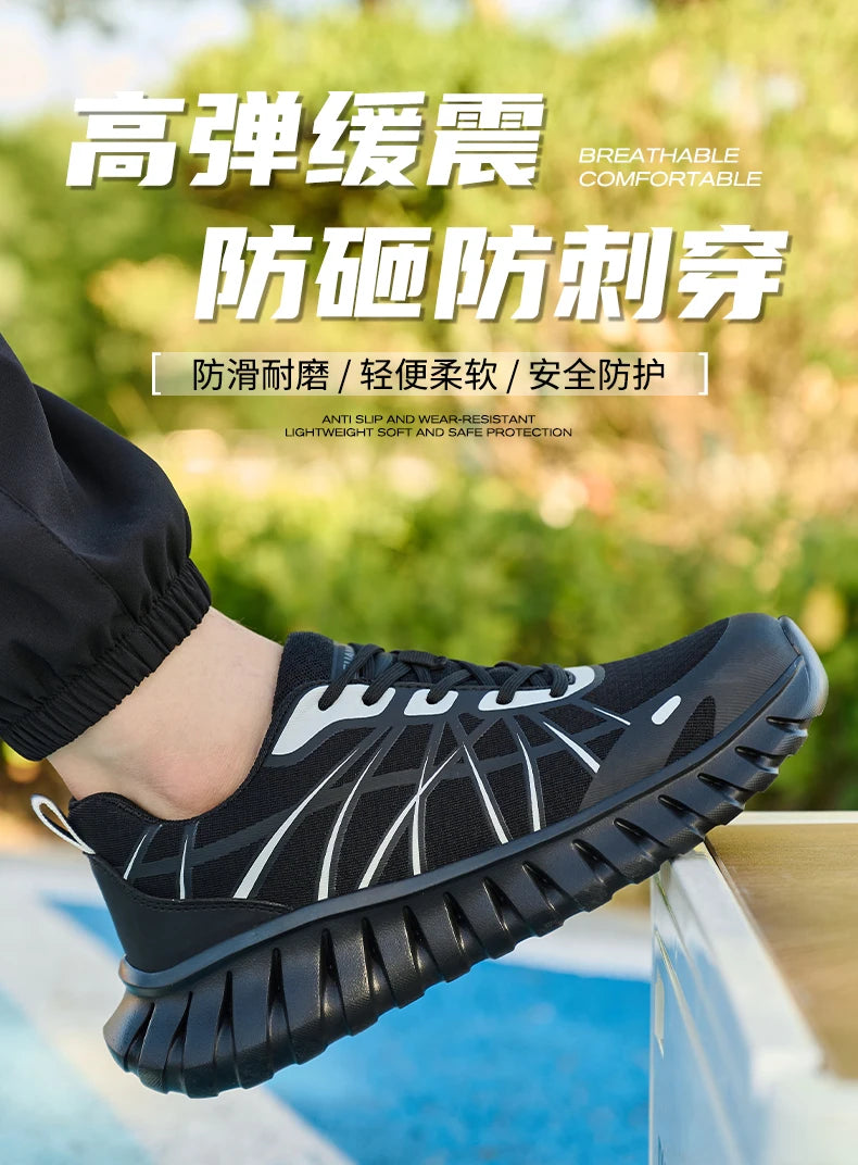 Pink Women’s Steel Toe Work Sneakers – Lightweight Safety Shoes Anti-Smash & Anti-Puncture