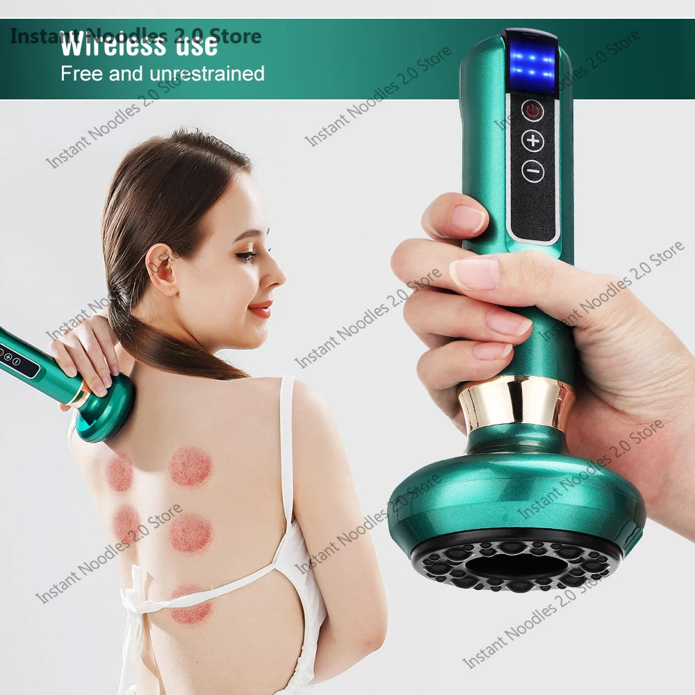 Electric Cupping Massager 6/12 Gear Vacuum Gua Sha Device – Anti-Cellulite Suction Heat Therapy Body Slimming Tool