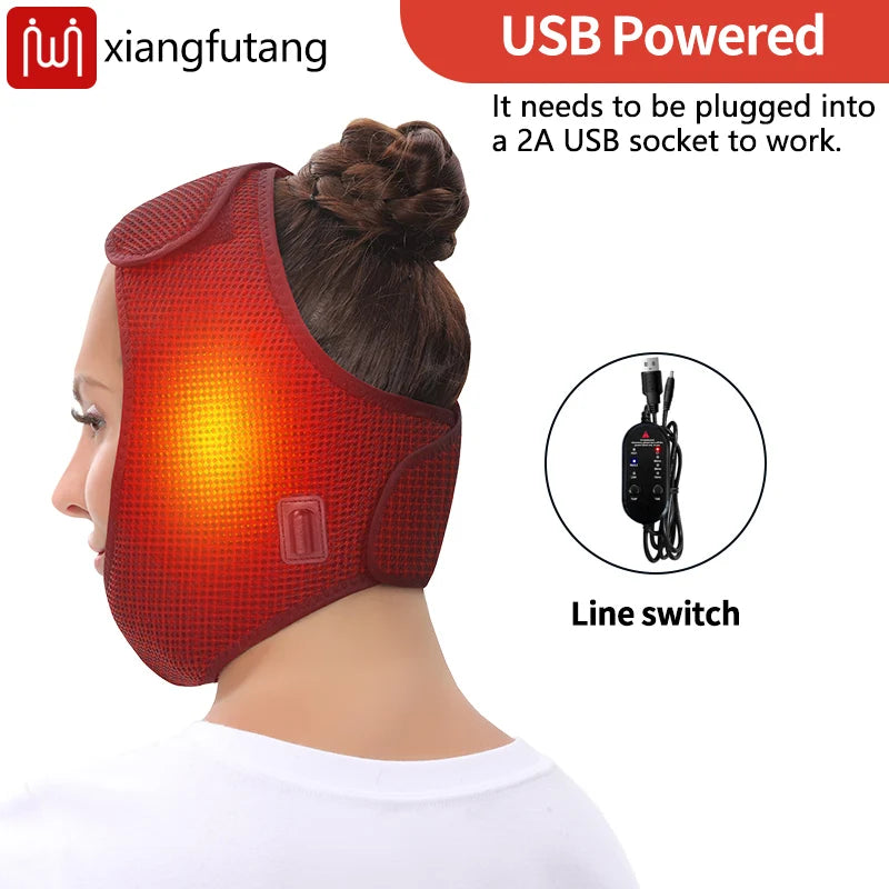 Face Heating Wrap for TMJ Relief – USB Electric Jaw Heating Pad with Adjustable Heat & Timer