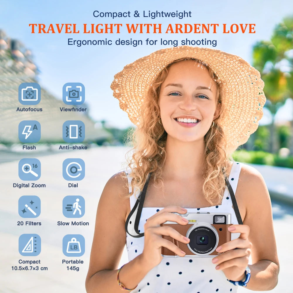 4K 48MP Auto Focus Vlogging Camera with Flash & Viewfinder – YouTube Video Camera with Anti-Shake & Dial Control