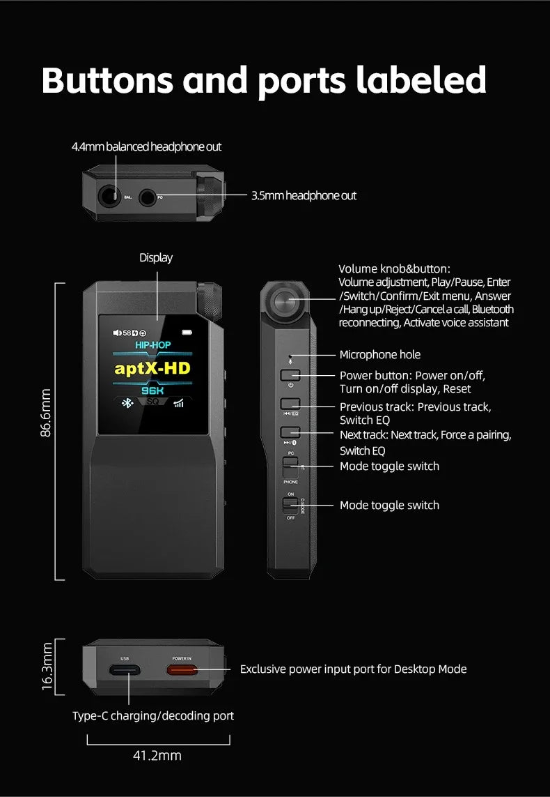 FiiO BTR17 Hi-Res Bluetooth Headphone Amplifier DAC THX AAA