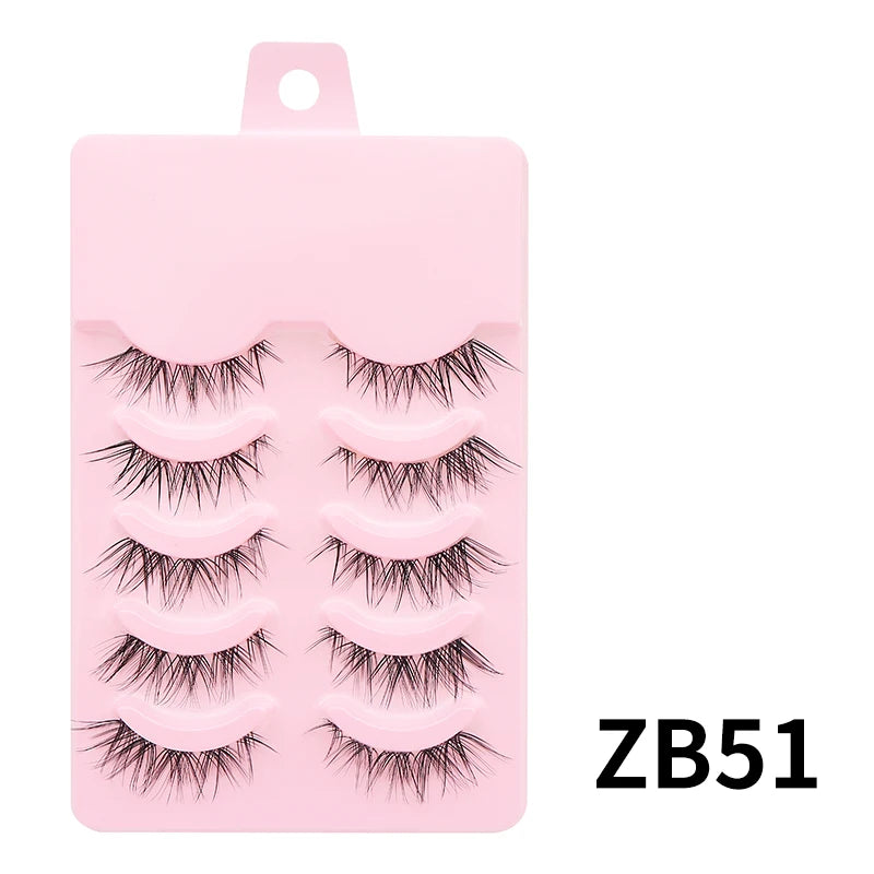 DINGSEN Anime Fake Eyelashes – 5 Pairs Natural Manga Lashes with Clear Band