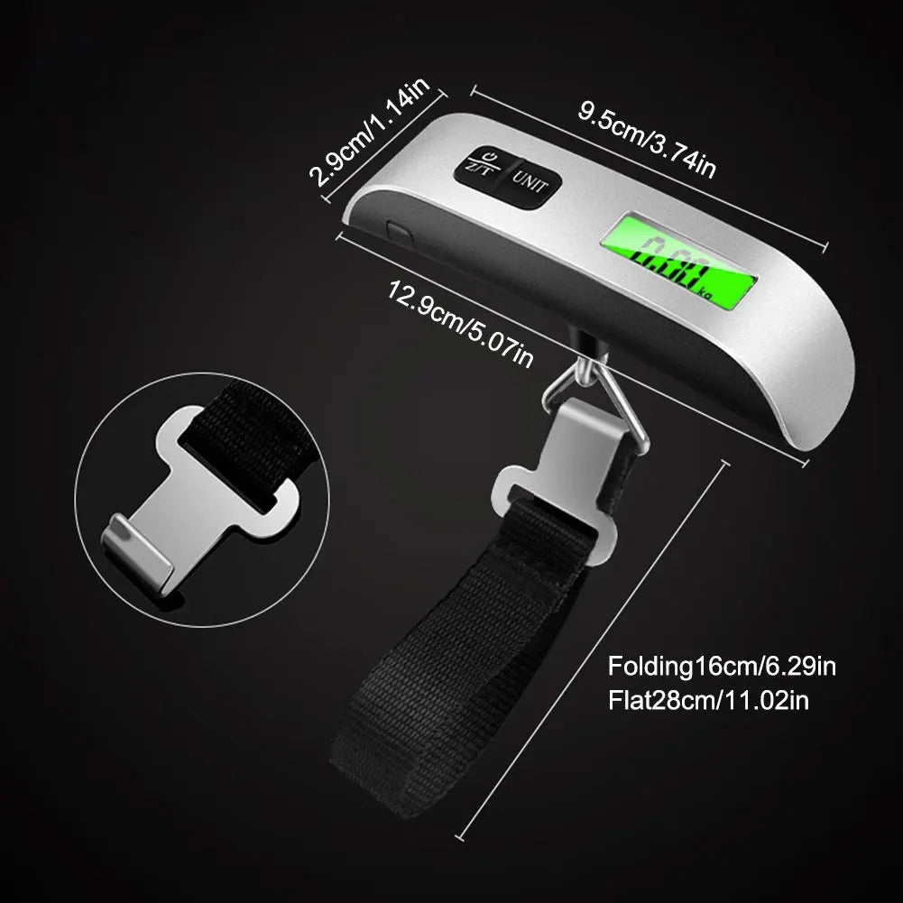 50kg/110lb Portable Digital Luggage Weight Scale LCD Display Electronic Hanging Suitcase Travel Weighs Portable Scale