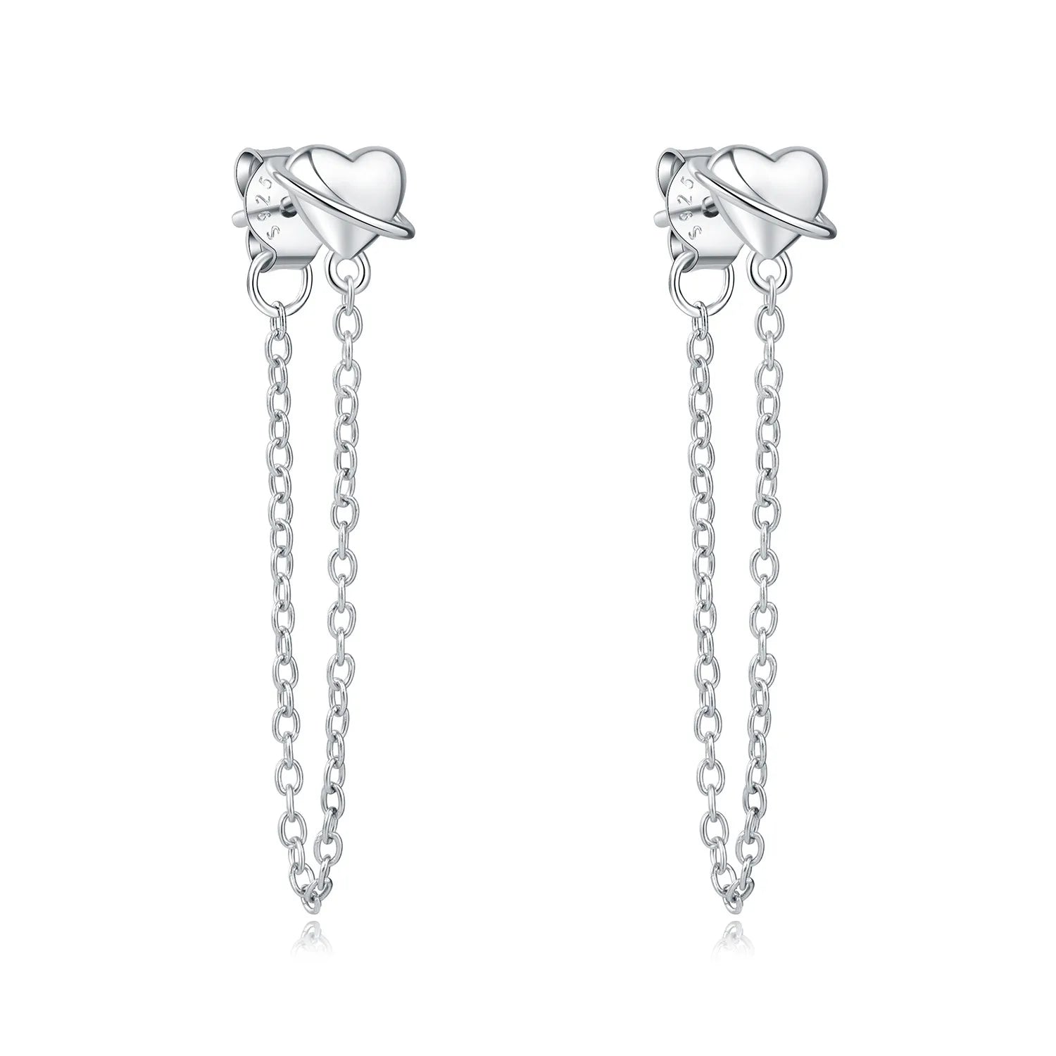 925 Sterling Silver Pink Heart Bow Stud Earrings – Elegant Gift for Women