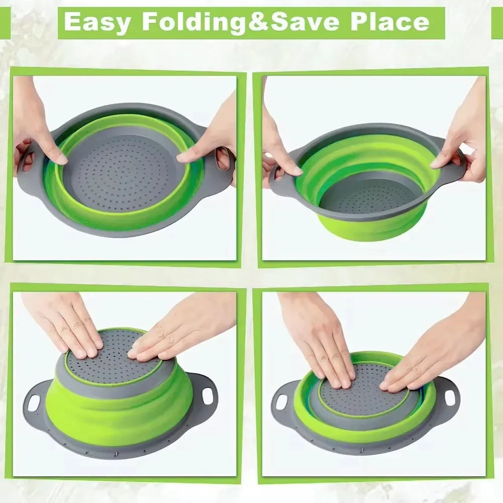 Silicone Folding Drain Basket – Collapsible Fruit & Vegetable Strainer