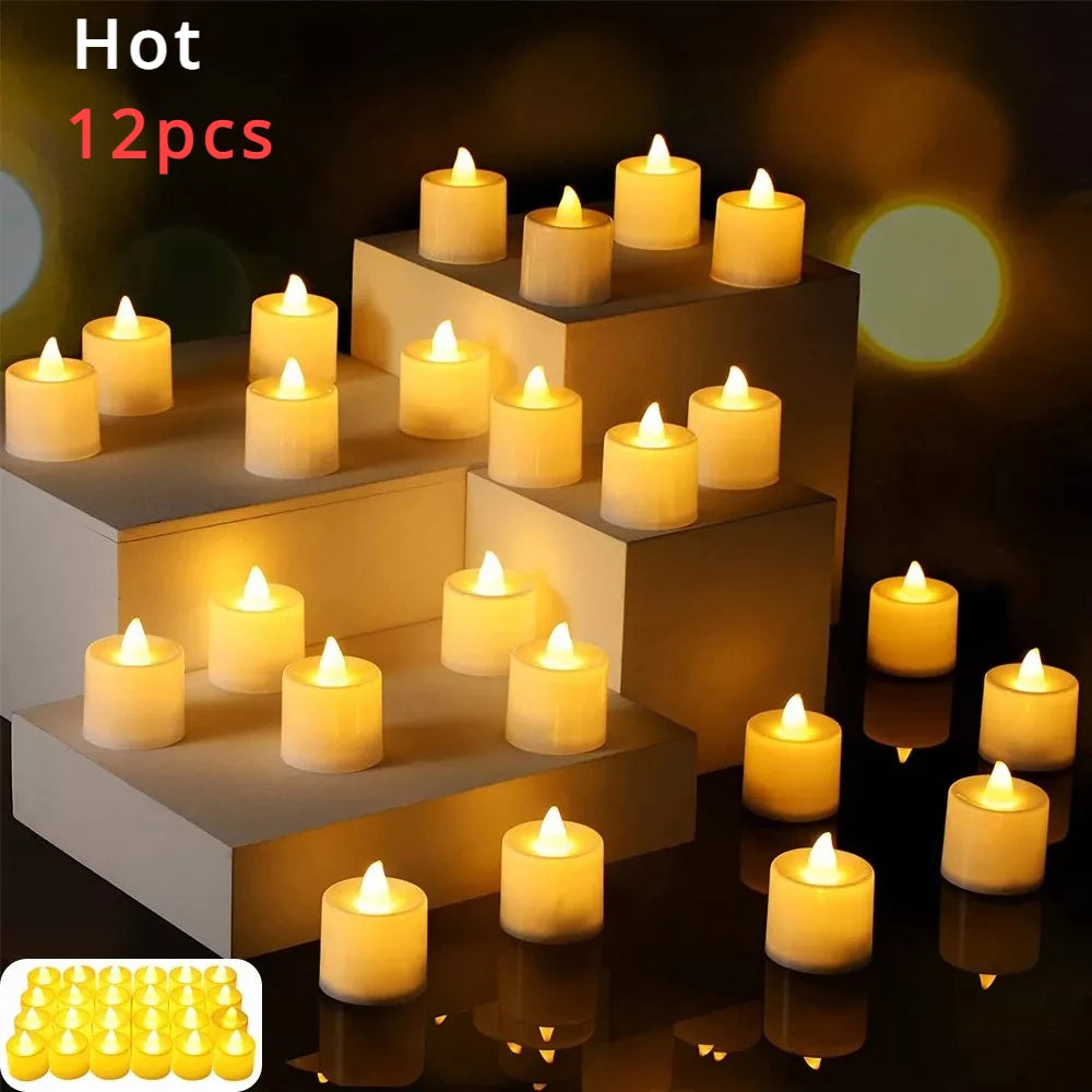 LED Flameless Tea Candles – Battery-Powered Fake Candles for Home & Party Decor