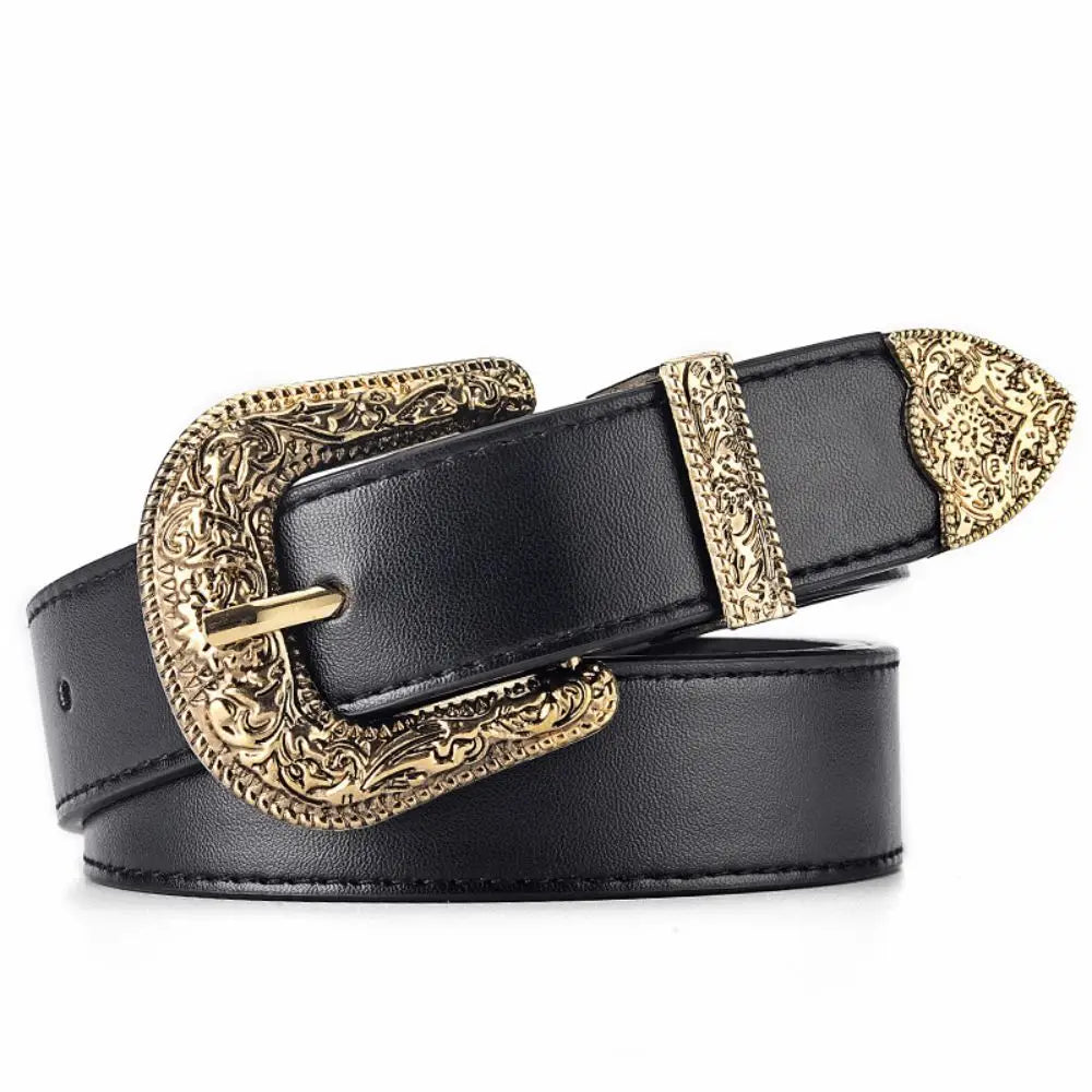 Vintage Carved PU Leather Belt – Punk Hip Hop Y2K Style Unisex
