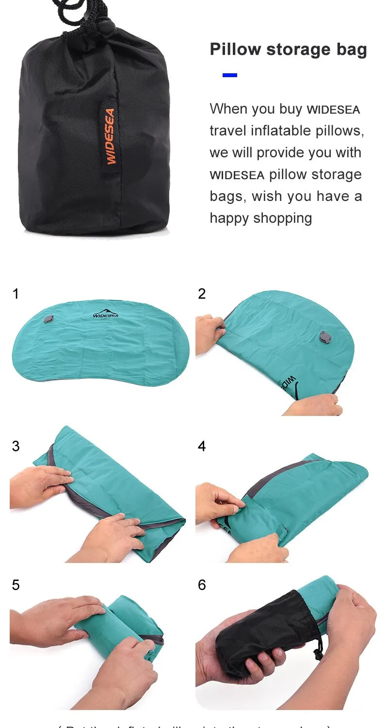 Widesea Portable Inflatable Pillow Camping Equipment Compressible Folding Air Cushion Outdoor Protective Tourism Sleeping Gear