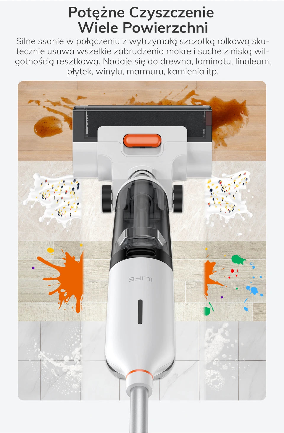 ILIFE W90 Cordless Wet & Dry Smart Vacuum Mop – 5500Pa Suction, 1-Min Self-Cleaning, Dual Water Tank